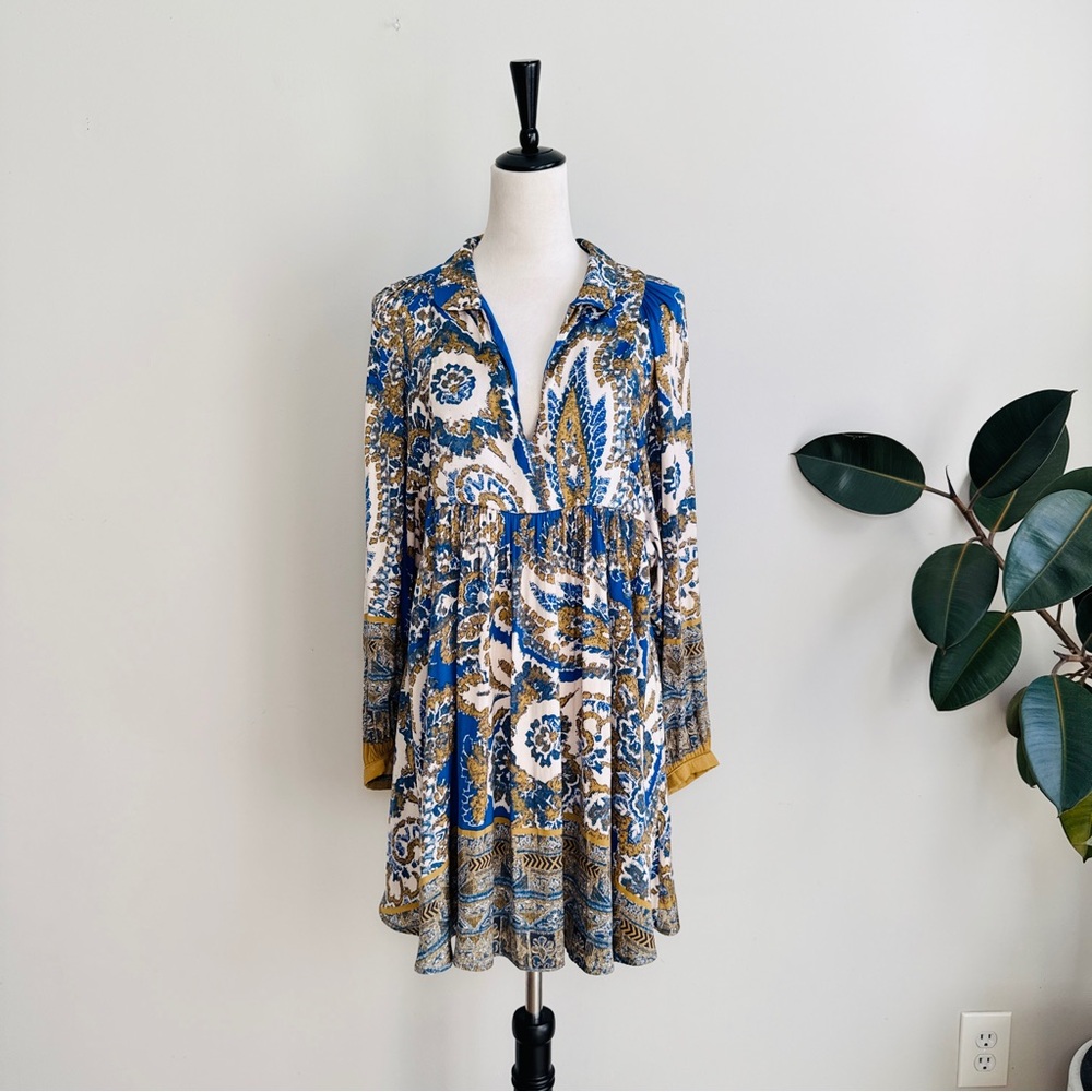 Free People Dress Say You Love Me Printed Flowy Mini Dress Sz M - Picture 6 of 10